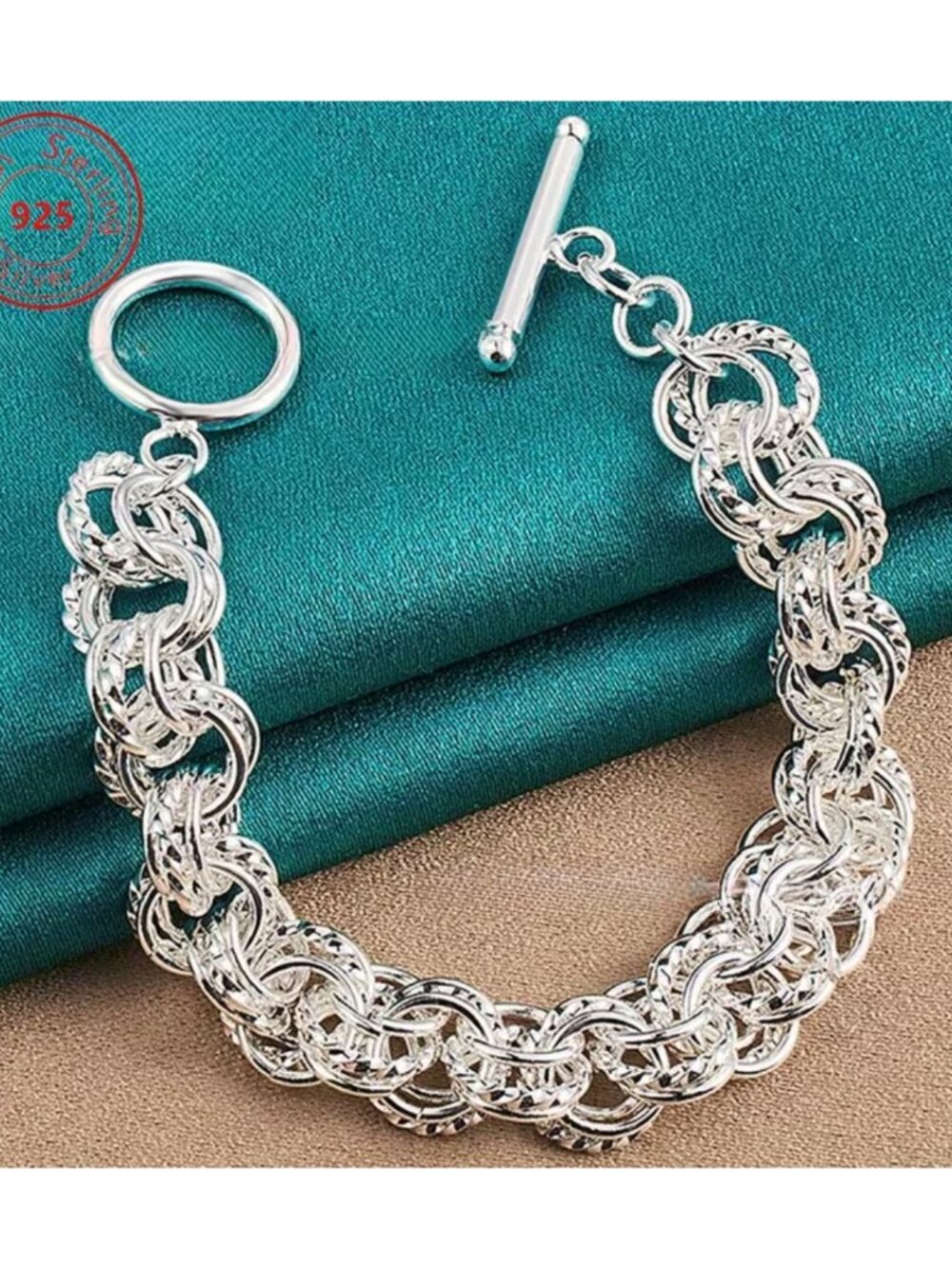 Stylish Silver Bracelet Chain Design in 925 Sterling Silver Twisted-Triple-Ring